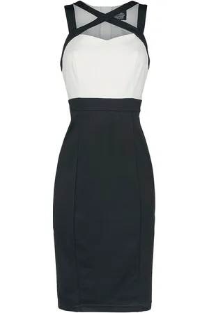 H&R London Rockabilly Keskipitkä mekko - Tamika Two Tone Wiggle Dress - XS- XXL - varten Naiset