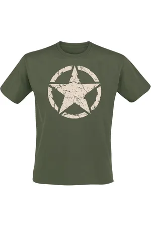 GASOLINE BANDIT Rockabilly T-paita - Army Star Olive - S- 3XL - varten Miehet