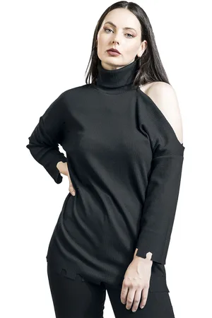 Gothicana Gootti Pitkähihainen paita - Pitkähihainen paita kulutusefektillä - S- XXL - varten Naiset