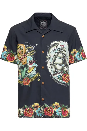 King kerosin Rockabilly Lyhythihainen kauluspaita - Tropical Hawaiian Style Deluxe - M- 5XL - varten Miehet