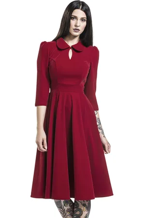 H&R London Rockabilly Keskipitkä mekko - Glamorous Velvet Tea Dress - XS- XL - varten Naiset