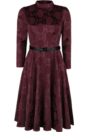 H&R London Keskipitkä mekko - Chevron Red Swing Dress - XS- L - varten Naiset