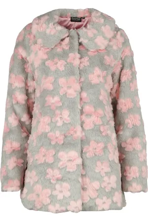 Voodoo Vixen Rockabilly Pitkät Takit - Flower Patch Faux Fur Coat - XS- M - varten Naiset