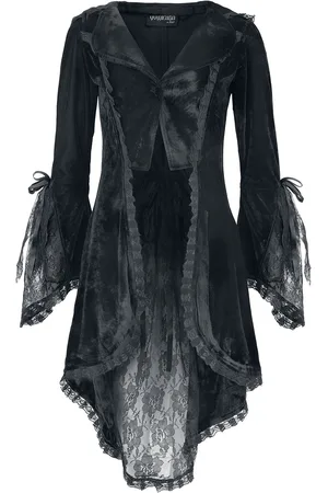 Gothicana Gootti Neuletakki - Samettinen neulepusero pitsi- ja nyöriosioilla - S- XXL - varten Naiset