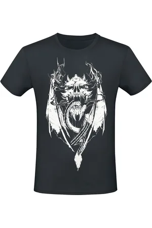 Gothicana T-paita - T-Shirt With Dragon And Skull Frontprint - M- XL - varten Miehet