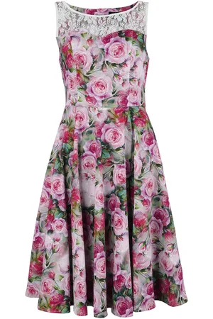 H&R London Rockabilly Keskipitkä mekko - Lola Floral Swing Dress - XS- M - varten Naiset
