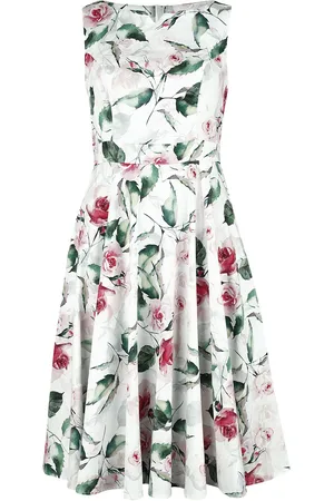 H&R London Rockabilly Keskipitkä mekko - Summer Floral Swing Dress - XS- M - varten Naiset