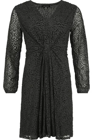 QED London Rockabilly Lyhyt mekko - Leopard Velvet Flocking Knot Front Mini Dress - XS- S - varten Naiset