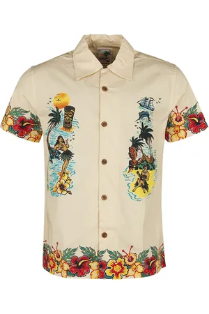 King kerosin Rockabilly Lyhythihainen kauluspaita - Honolulu Tropical Hawaiian Style Shirt - M- 4XL - varten Miehet