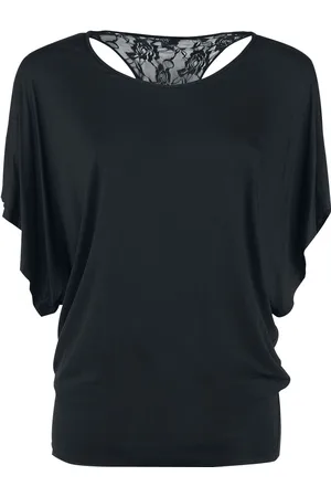 Gothicana Gootti T-paita - Paita lepakkohihoilla ja pitsiselkämyksellä - S- 5XL - varten Naiset