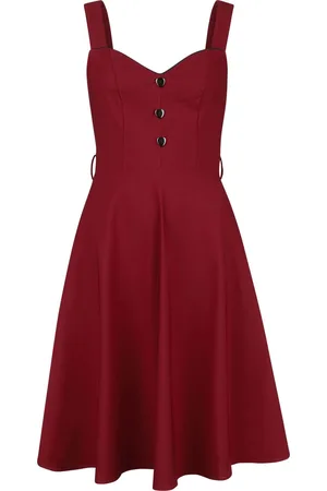Voodoo Vixen Rockabilly Keskipitkä mekko - Heart Nuckle Flare Dress - XS- 4XL - varten Naiset