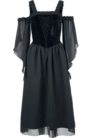 Gothicana Gootti Pitkä mekko - Mekko brodeerauksella ja pitsillä - S- XL - varten Naiset