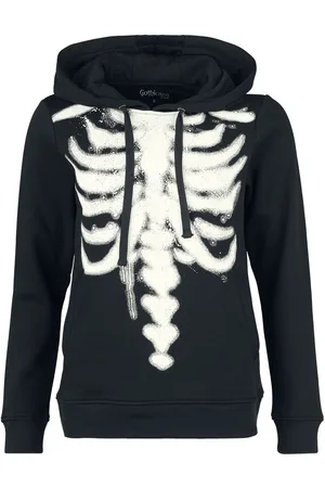 Gothicana Gootti Huppari - Huppari luurankopainatuksella - S- XXL - varten Naiset