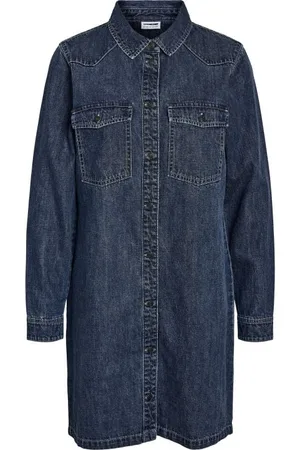 Noisy May Keskipitkä mekko - NMNEW SIGNE L/S DENIM DRESS VI002MB NOOS - XS- M - varten Naiset