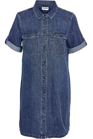 Noisy May Keskipitkä mekko - NMNEW SIGNE S/S DENIM DRESS VI002MB NOOS - XS- M - varten Naiset