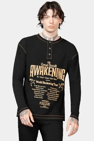 Killstar Gootti Pitkähihainen paita - Otherworlds Henley Top - XS- XXL - varten Miehet