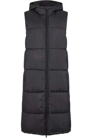 Urban classics Liivi - Ladies Long Hooded Puffer Vest - XS- M - varten Naiset