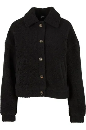 Urban classics Välikausitakki - Ladies Short Sherpa Button Jacket - L- 3XL - varten Naiset