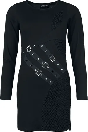 Gothicana Gootti Lyhyt mekko - Dress With Belts And Buckles - S- XL - varten Naiset