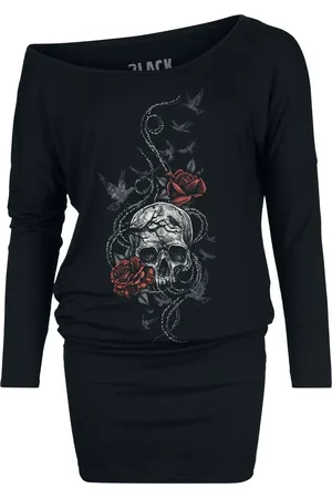EMP Lyhyt mekko - Long-sleeved Dress with skull and roses - S- XXL - varten Naiset