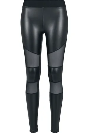 Urban classics Leggingsit - Ladies Tech Mesh Faux Leather Leggings leggingsit - XS- XL - varten Naiset