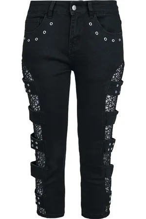 Gothicana Gootti Shortsit - Capri Shorts With Mesh Details - 28- 31 - varten Naiset