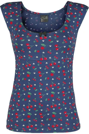 Pussy Deluxe Rockabilly T-paita - Cat Paws & Cherries Girl Shirt - XS- XL - varten Naiset