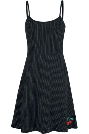 Pussy Deluxe Rockabilly Keskipitkä mekko - Dotties Cherry Dress - XS- S - varten Naiset