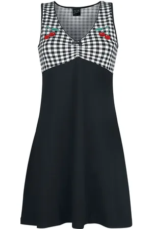 Pussy Deluxe Rockabilly Keskipitkä mekko - Vichy Cherry Dress - XS- XXL - varten Naiset