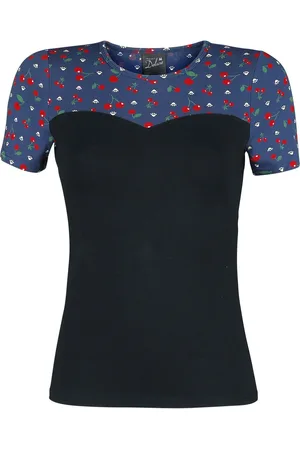 Pussy Deluxe Rockabilly T-paita - Cat Paws & Cherries Girl Basic Shirt - XS- XXL - varten Naiset