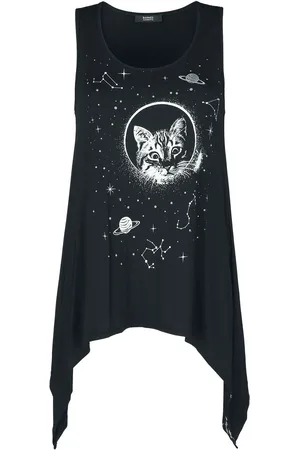 Banned Alternative Gootti Toppi - Space Cat Top - XS- 4XL - varten Naiset