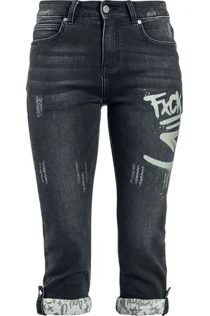 RED by EMP Shortsit - 3/4-farkut graffitikoristeilla - 27- 32 - varten Naiset