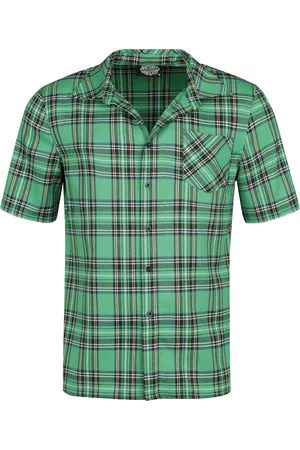 H&R London Lyhythihainen kauluspaita - Green Shirt - S- 4XL - varten Miehet