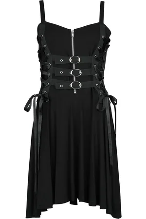 Gothicana Gootti Keskipitkä mekko - Short Dress With Lacing and Straps - S- XXL - varten Naiset