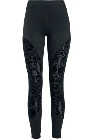 Gothicana Gootti Leggingsit - Leggingsit läpikuultavilla osioilla ja kohopainatuksella - S- 5XL - varten Naiset