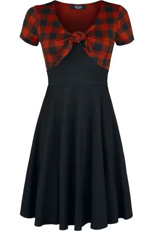 Rock Rebel Rockabilly Lyhyt mekko - Ruudullinen Rock Rebel -mekko solmitulla rintamuksella - S- XXL - varten Naiset