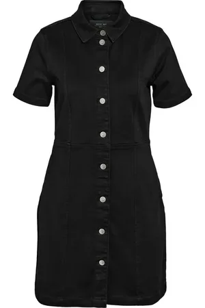 Noisy May Lyhyt mekko - NMNISA S/S SLIM DENIM DRESS VI526BL NOOS - XS- L - varten Naiset