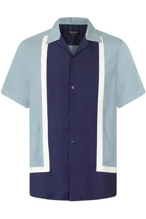 Chet Rock Rockabilly Lyhythihainen kauluspaita - Walter Contrast Panel Bowling Shirt - S- XXL - varten Miehet