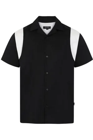 Chet Rock Rockabilly Lyhythihainen kauluspaita - Guitar Head Bowling Shirt Black - S- XL - varten Miehet