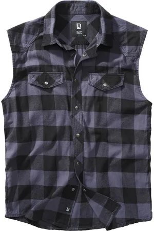 Brandit Lyhythihainen kauluspaita - Sleeveless Checked Shirt hihaton ruutupaita - S- 7XL - varten Miehet