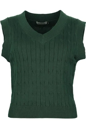 Banned Retro Rockabilly Toppi - Olive Waistcoat - S- 4XL - varten Naiset