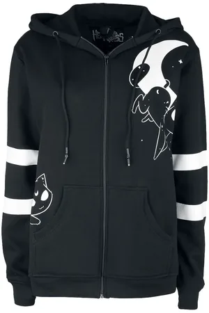 Heartless Gootti Vetoketjuhuppari - Moon Cats Hood - S- 3XL - varten Naiset