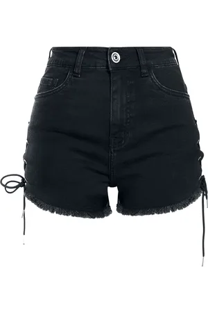 Urban classics Hotpantsit - Highwaist Denim Lace Up Short - 26- 34 - varten Naiset