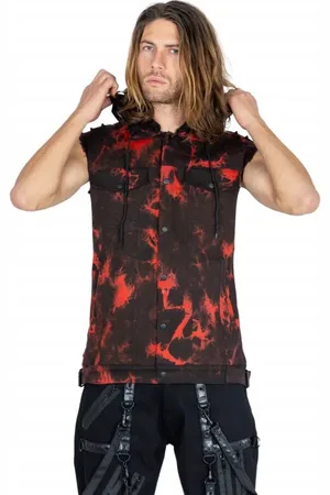 Heartless Gootti Liivi - Ferris Vest Mens Black/Red Tie Dye - S- XXL - varten Miehet