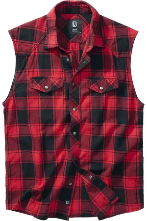 Brandit Lyhythihainen kauluspaita - Sleeveless Checked Shirt hihaton ruutupaita - S- 7XL - varten Miehet