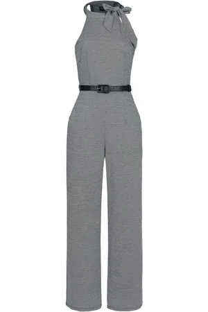 Voodoo Vixen Rockabilly Jumpsuit - Tie Collar High Neck Knit Jumpsuit - XS- XXL - varten Naiset