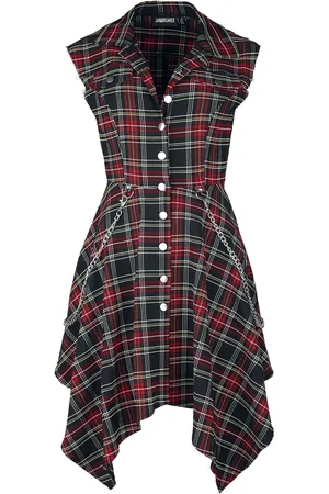 Jawbreaker Gootti Keskipitkä mekko - Tartan Shirt Dress - XS- 4XL - varten Naiset