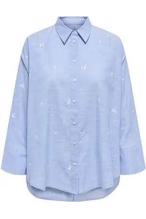 ONLY Pitkähihainen - ONLREGINA GRACE L/S EMB. SHIRT OX WVN - XS- XL - varten Naiset