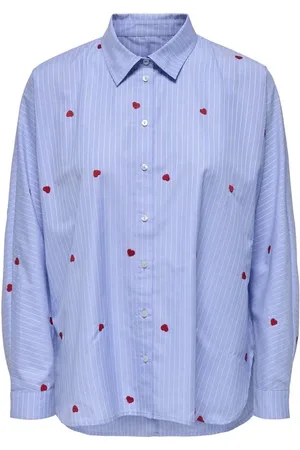 ONLY Pitkähihainen - ONLNEW LINA GRACE LS STRIPE EMB SHIRT - XS- XL - varten Naiset