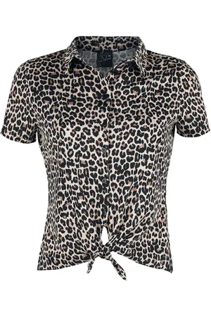 Pussy Deluxe Rockabilly Pusero - Leo Short Blouse - XS- XXL - varten Naiset